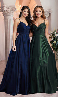  V-Neck Long Prom Ball Gown with Pockets