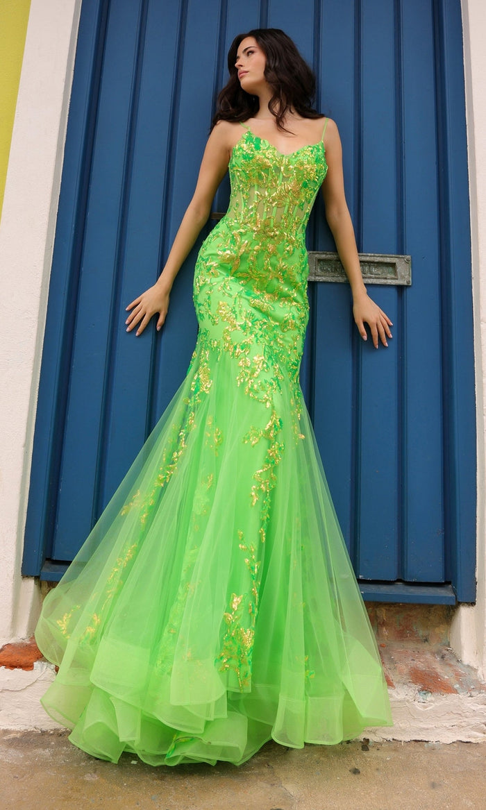 Neon Green Formal Long Dress Q1390 By Nox Anabel
