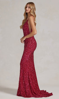  Long Sequin Formal Dress with Sheer Sides