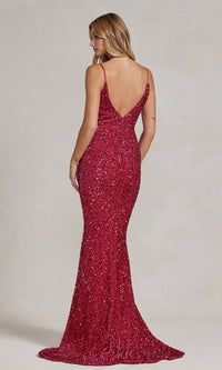  Long Sequin Formal Dress with Sheer Sides