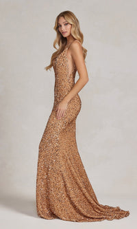  Long Sequin Formal Dress with Sheer Sides