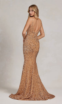  Long Sequin Formal Dress with Sheer Sides