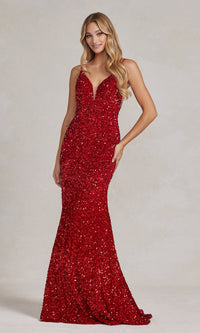  Long Sequin Formal Dress with Sheer Sides