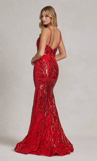  Iridescent Sequin-Pattern Long Prom Dress R1072