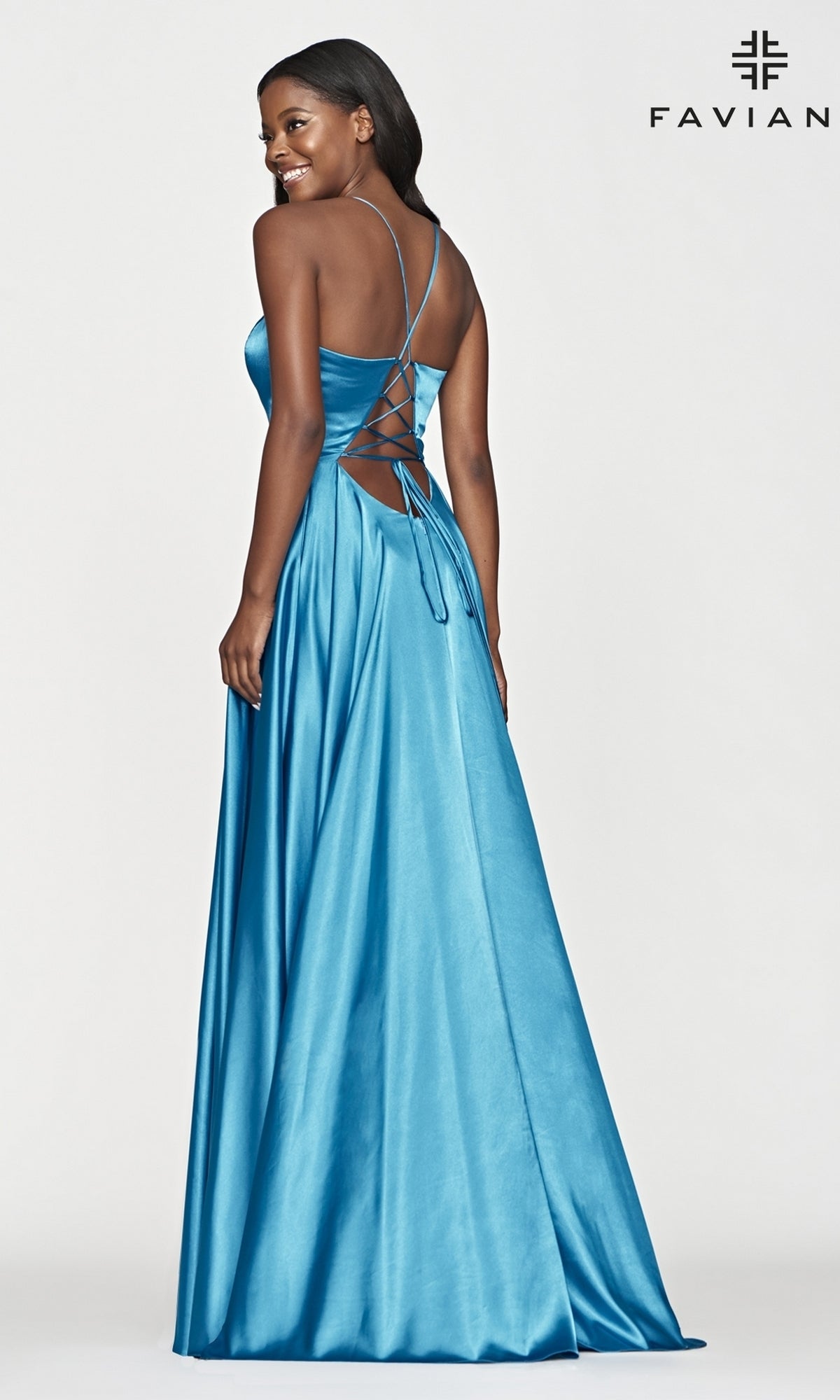 Faviana Long Sleeveless Prom Dress with Pockets