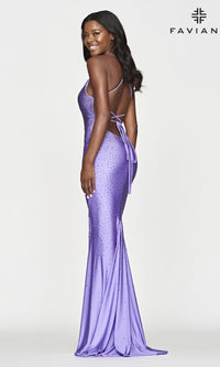  Faviana Long Beaded Prom Dress with Lace-Up Back