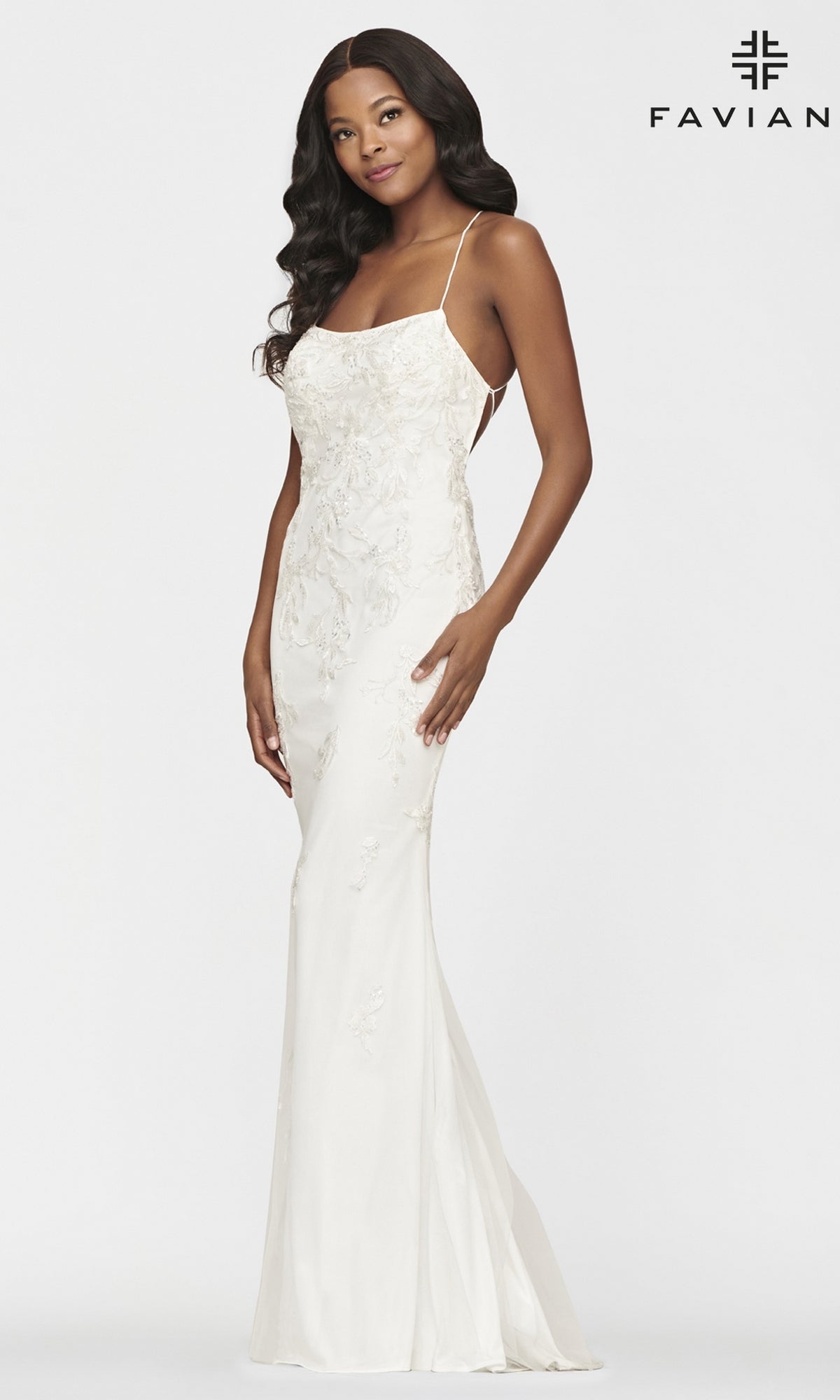 Square Neck Panel Back Wedding Gown | Over The Moon