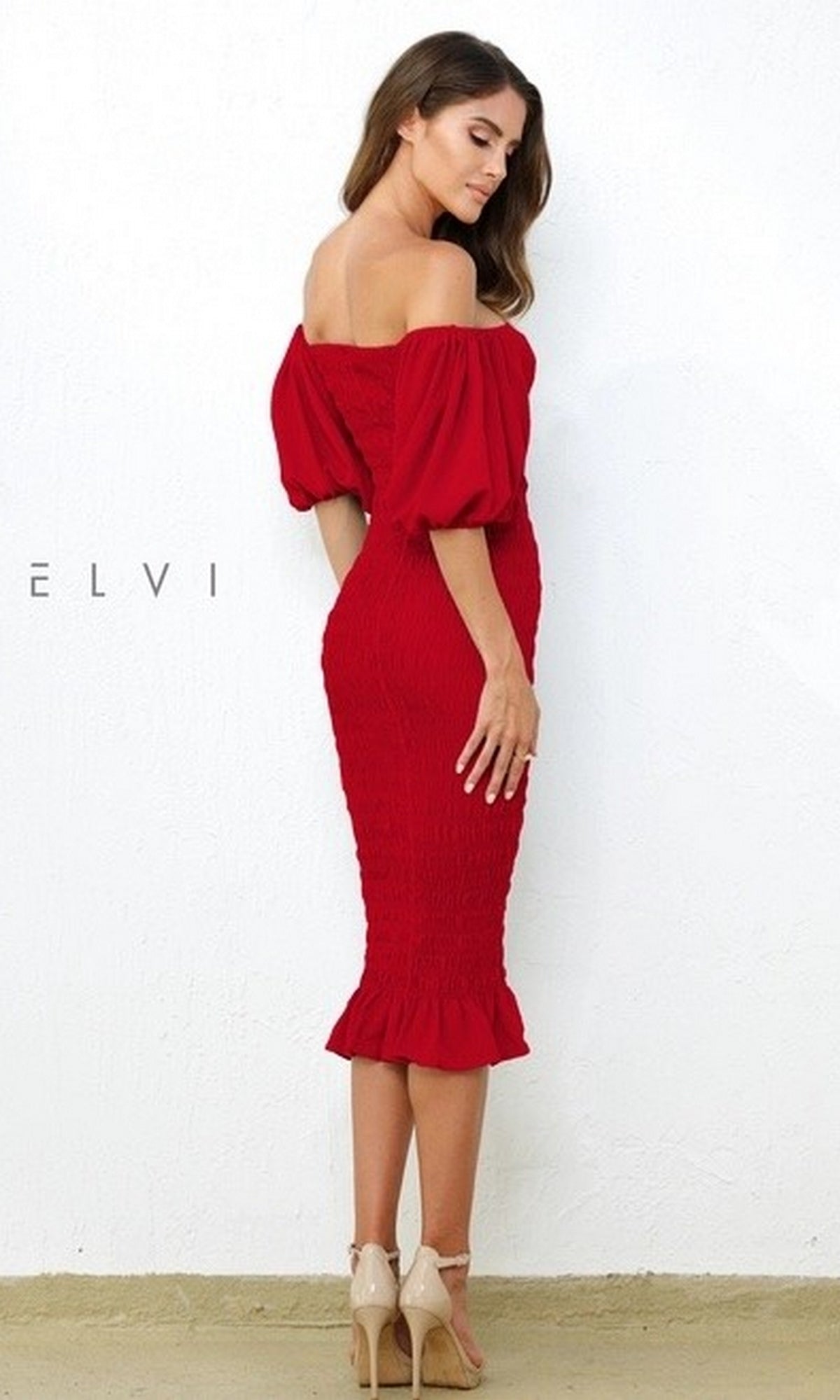  Skyla by Velvi Midi Wedding Guest Dress