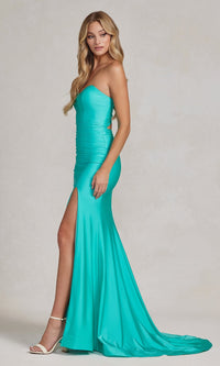  Sleek Strapless Simple Long Formal Dress