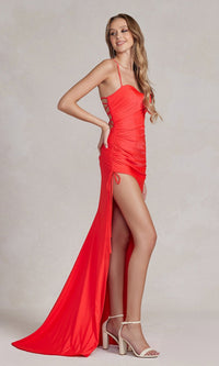  Long Prom Dress with Tied Side
