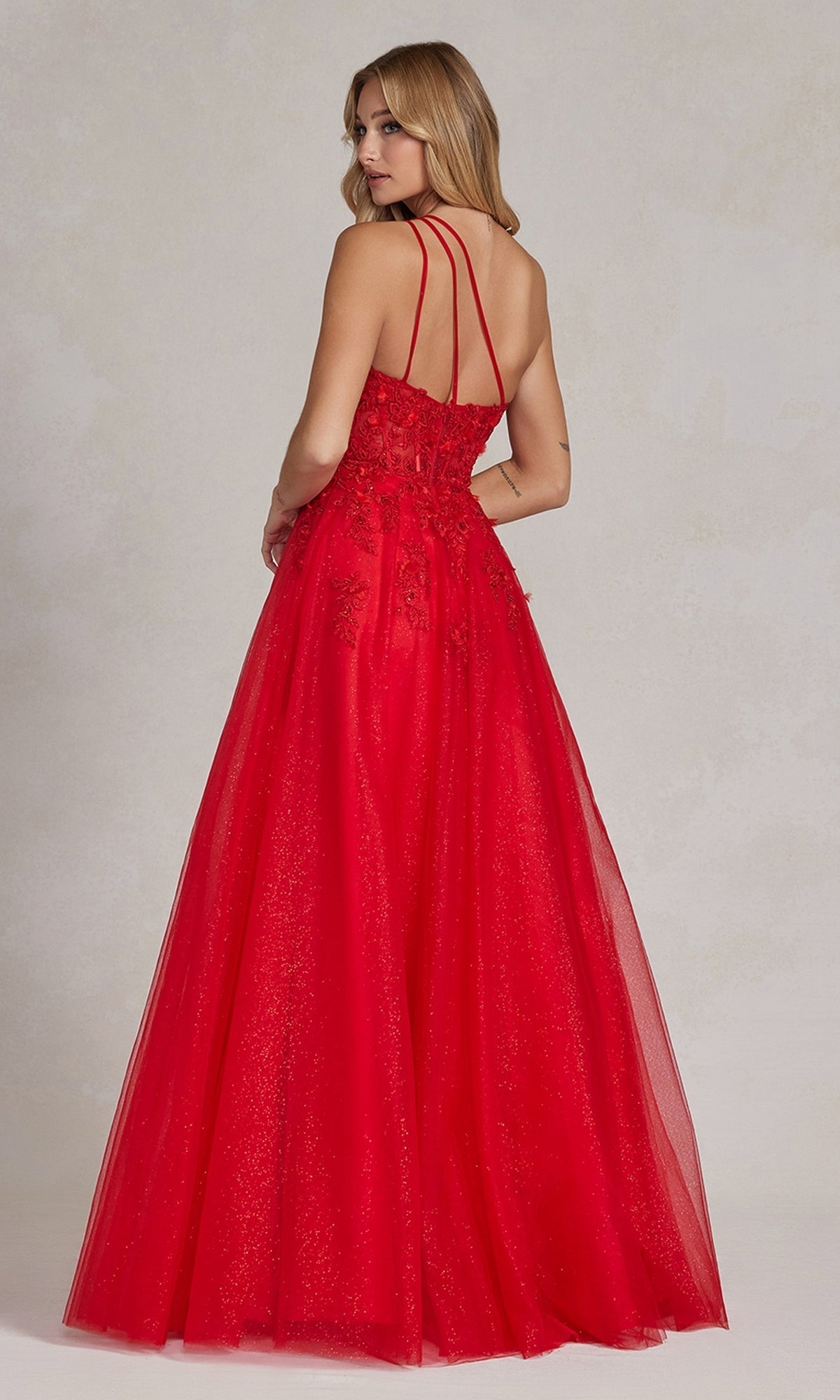  One-Shoulder Long Red Prom Ball Gown