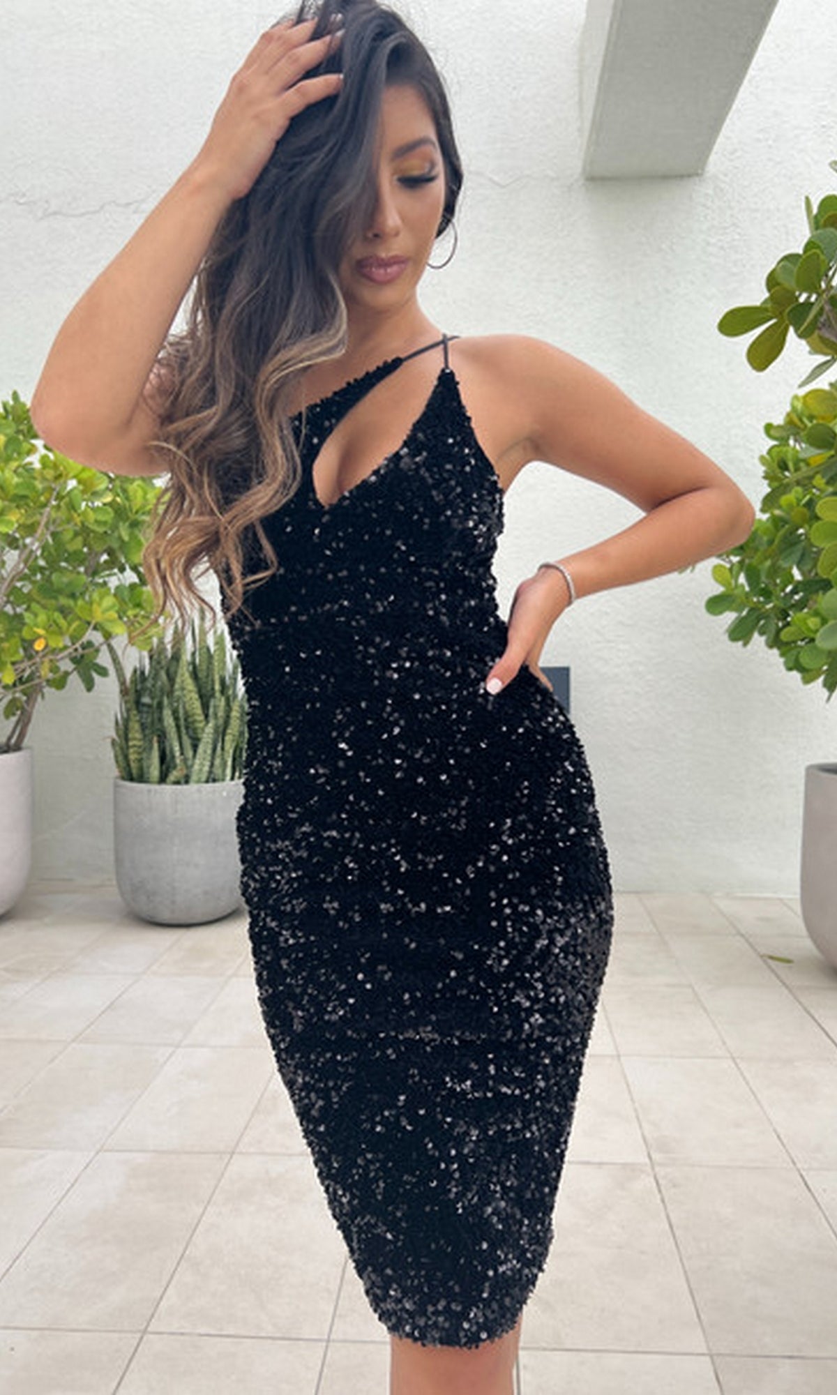  Venice by Velvi Black Sequin Cocktail Dress