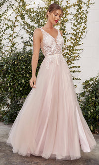 Nude Blush Andrea & Leo Long Formal Dress A1045