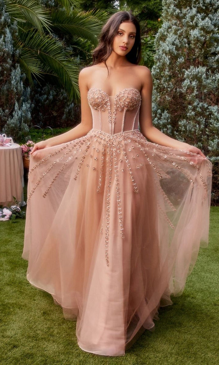 Rose Gold Formal Long Dress A1338 By Andrea and Leo