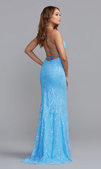  Sexy Strappy-Back Long Shimmer Formal Prom Dress