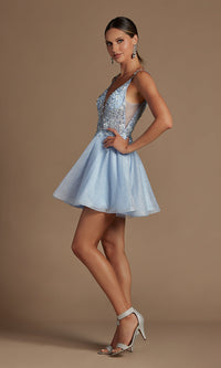  Embroidered Short Glitter Pastel Homecoming Dress