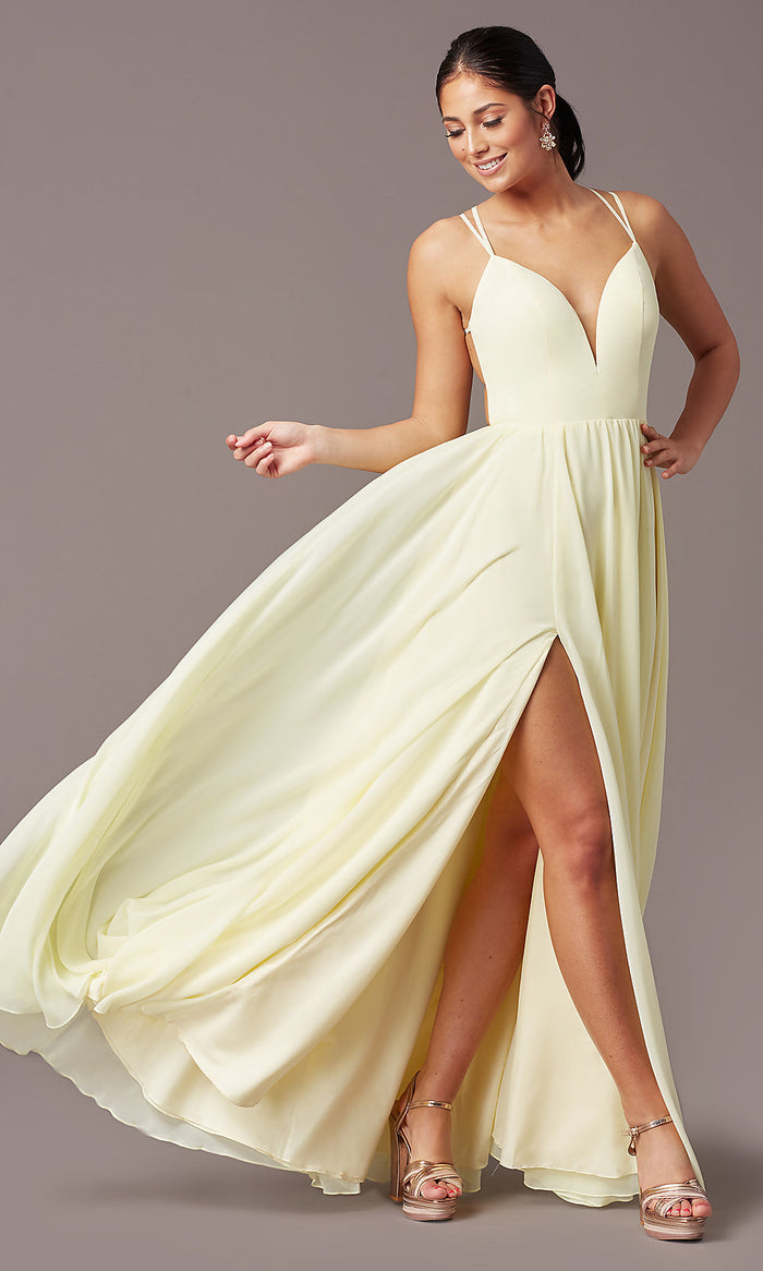 Banana Split Backless Long Formal Prom Dress by PromGirl