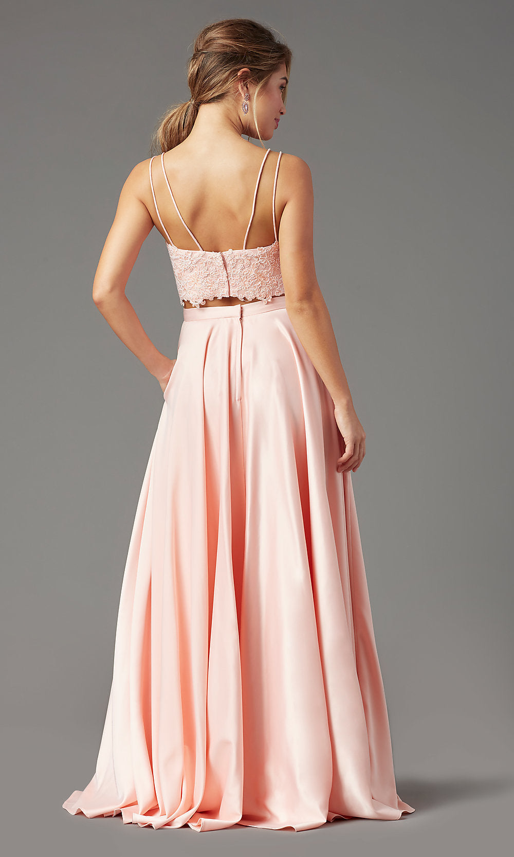  Satin Long Two-Piece Formal Prom Dress by PromGirl