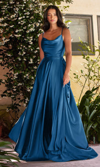 French Navy Long Formal Dress BD104 by Ladivine