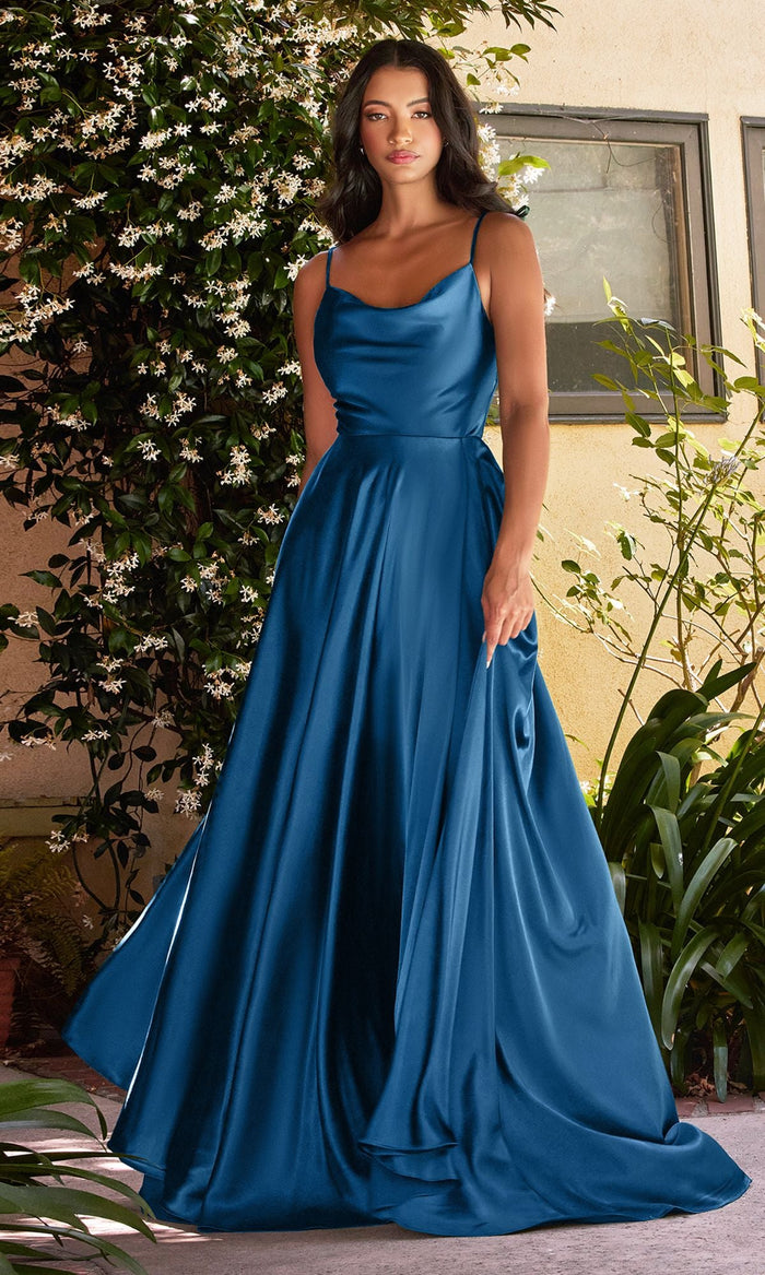 French Navy Long Formal Dress BD104 by Ladivine