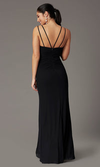  V-Neck Ruched Long Classic Formal Gown