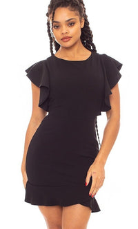  Strappy Short Cocktail Party Dress with Ruffle