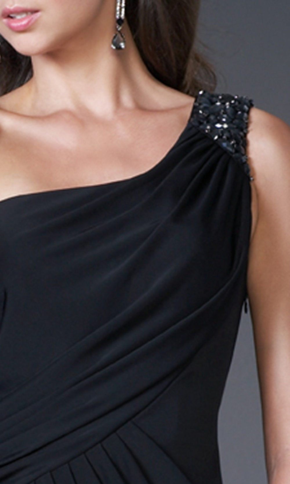  Short Black One Shoulder La Femme Dress 15844