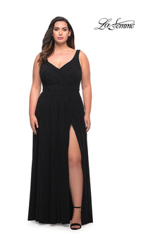 Black Empire-Waist Plus-Size Long Prom Dress by La Femme