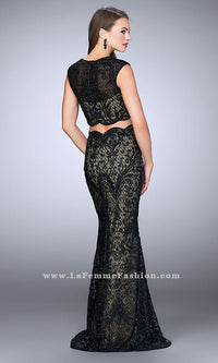  Two-Piece Lace Long Formal Prom Dress