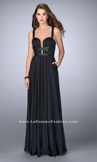 Black Long Prom Dress with Pockets