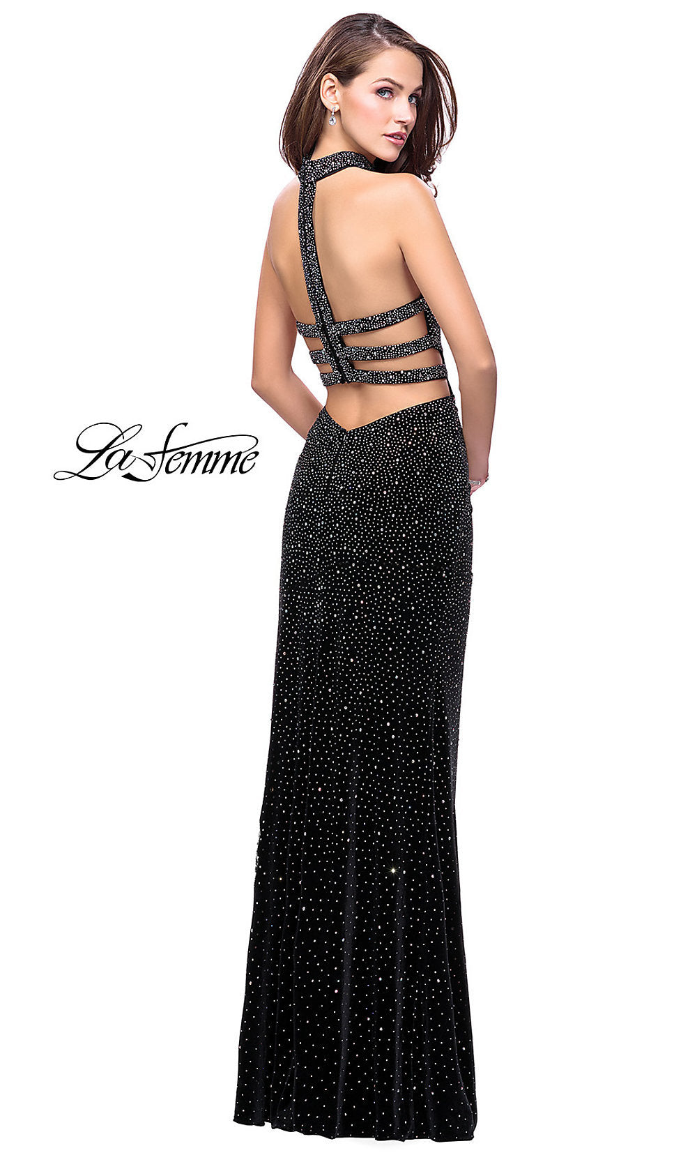  Beaded Strapless Long La Femme Prom Dress with Slit