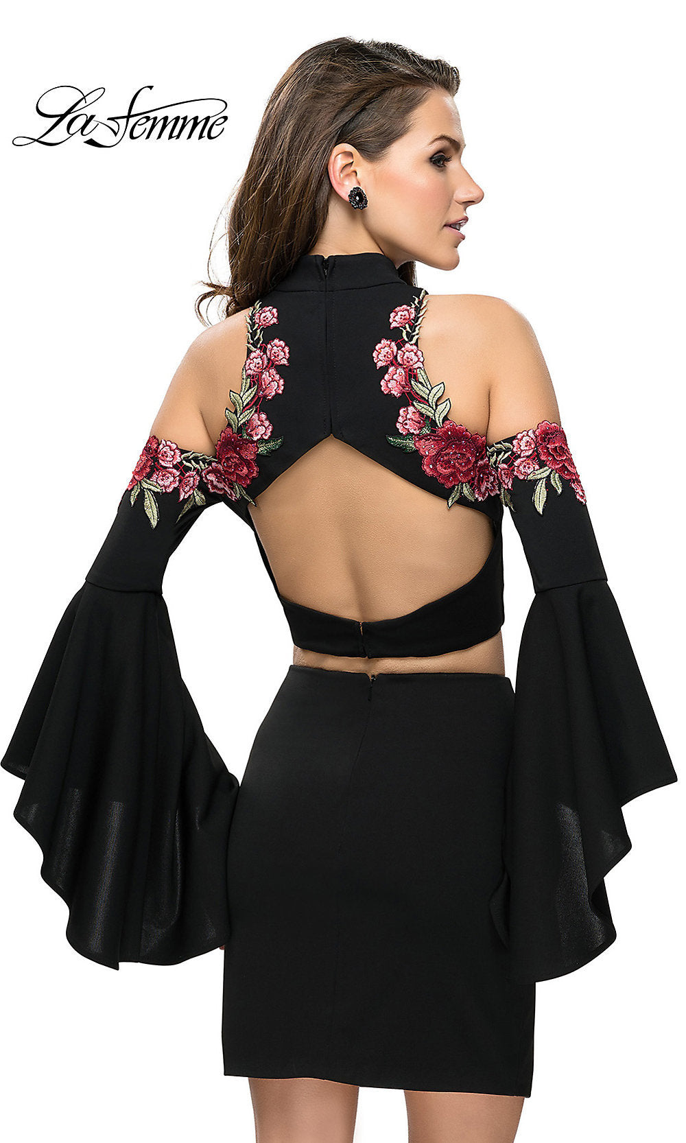 Two-Piece Black Open-Back Homecoming Dress Two-Piece Black Open-Back Homecoming Dress