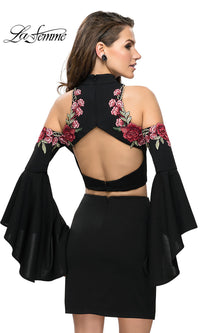  Two-Piece Black Open-Back Homecoming Dress