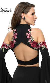  Two-Piece Black Open-Back Homecoming Dress