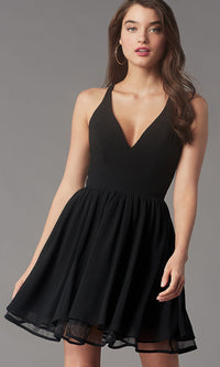  Lace-Back Short Chiffon Homecoming Party Dress