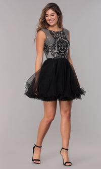  A-Line Short Black Homecoming Dress with Sequins