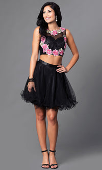  Two-Piece Embroidered Short Homecoming Dress