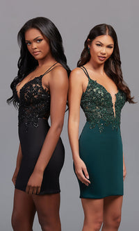  Beaded-Bodice Strappy-Back Tight Homecoming Dress