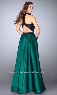  A-Line Two Tone Open Racer Back Prom Dress