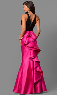  Black and Pink Two-Piece Long Formal Prom Dress
