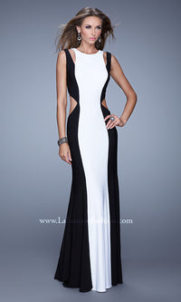 Black & White Striped Long Prom Dress Black & White Striped Long Prom Dress