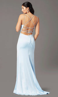  Open-Back Long Empire-Waist Prom Dress by PromGirl