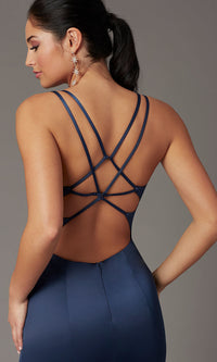  Blueberry Blue Open-Back Prom Dress by PromGirl