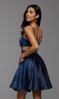  Short Fit-and-Flare Homecoming Dress with Cut Outs