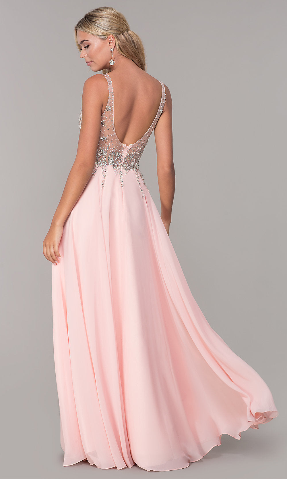  Long Open-Back Prom Dress with Beaded Bodice