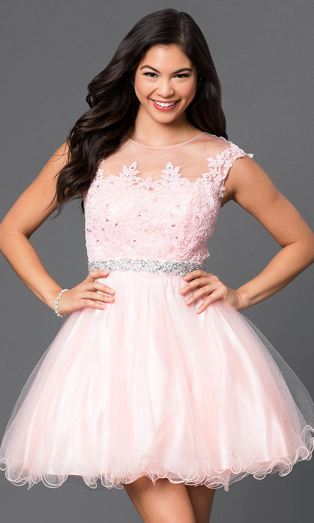 Embroidered Short Babydoll Formal Homecoming Dress Blush / XSmall Embroidered Short Babydoll Formal Homecoming Dress Blush / XSmall
