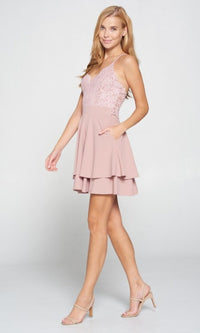  Short Blush Pink Wedding-Guest Party Dress