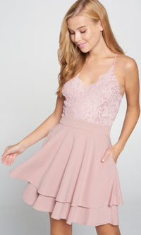 Blush Short Blush Pink Wedding-Guest Party Dress