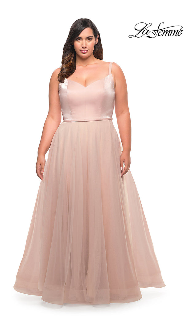 La Femme Long A Line Plus Size Prom Gown