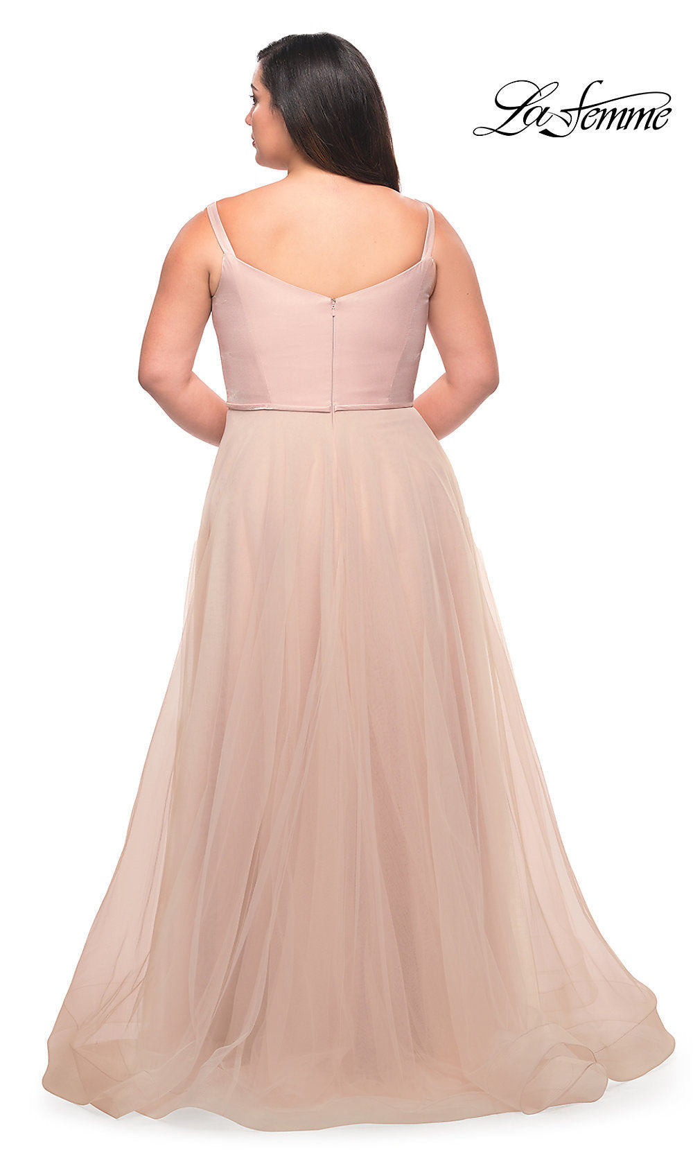  La Femme Long A-Line Plus-Size Prom Dress